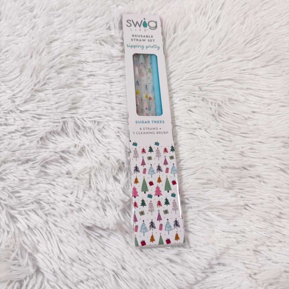 Swig Life Reusable Straw Set with Sugar Trees Design